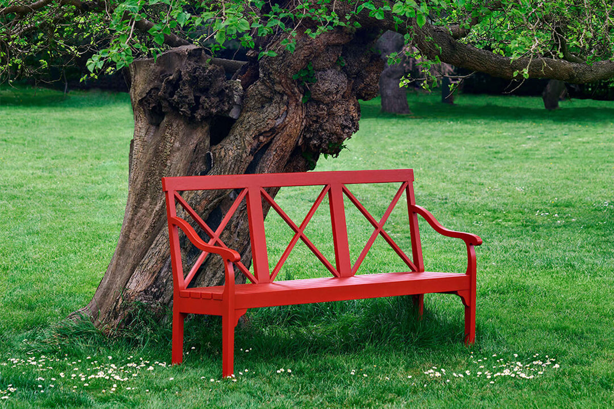 Wooden bench painted in coloured paint Blomster JB01