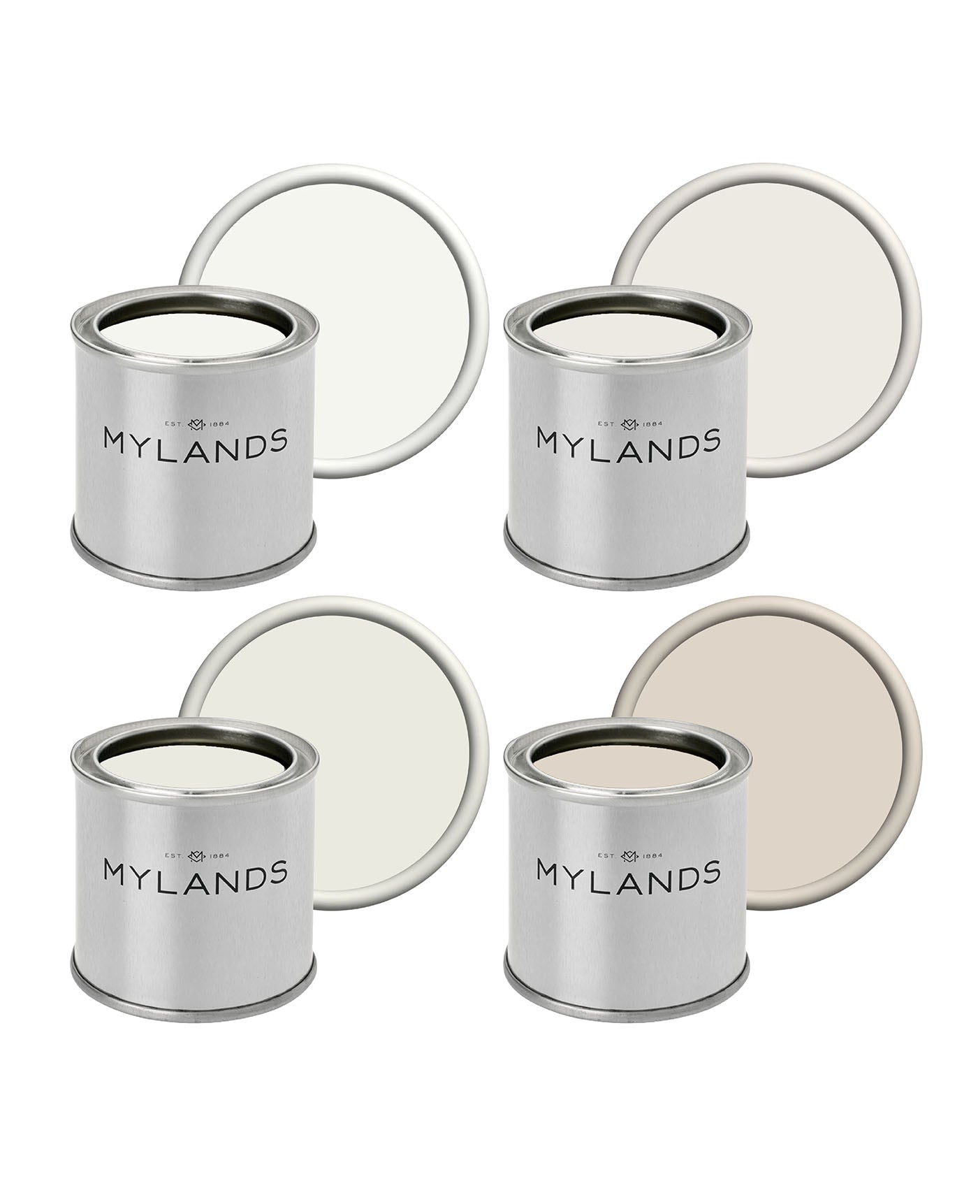 Whites - Sample Pots Set of 4 - Mylands pure white, holland park, acanthus leaf, honest john