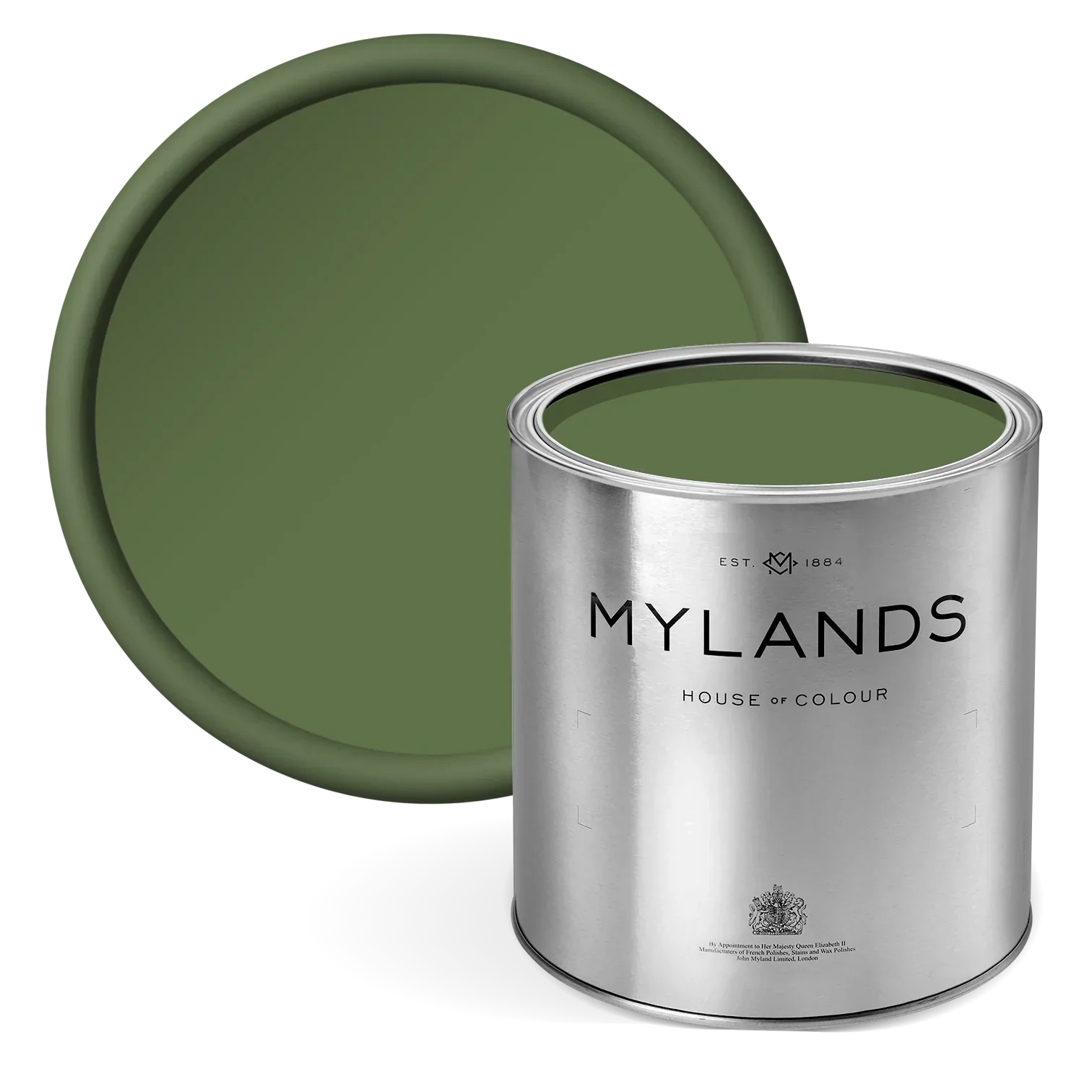 Sorrel Green™ No.207 - Mylands leafy green paint in tin