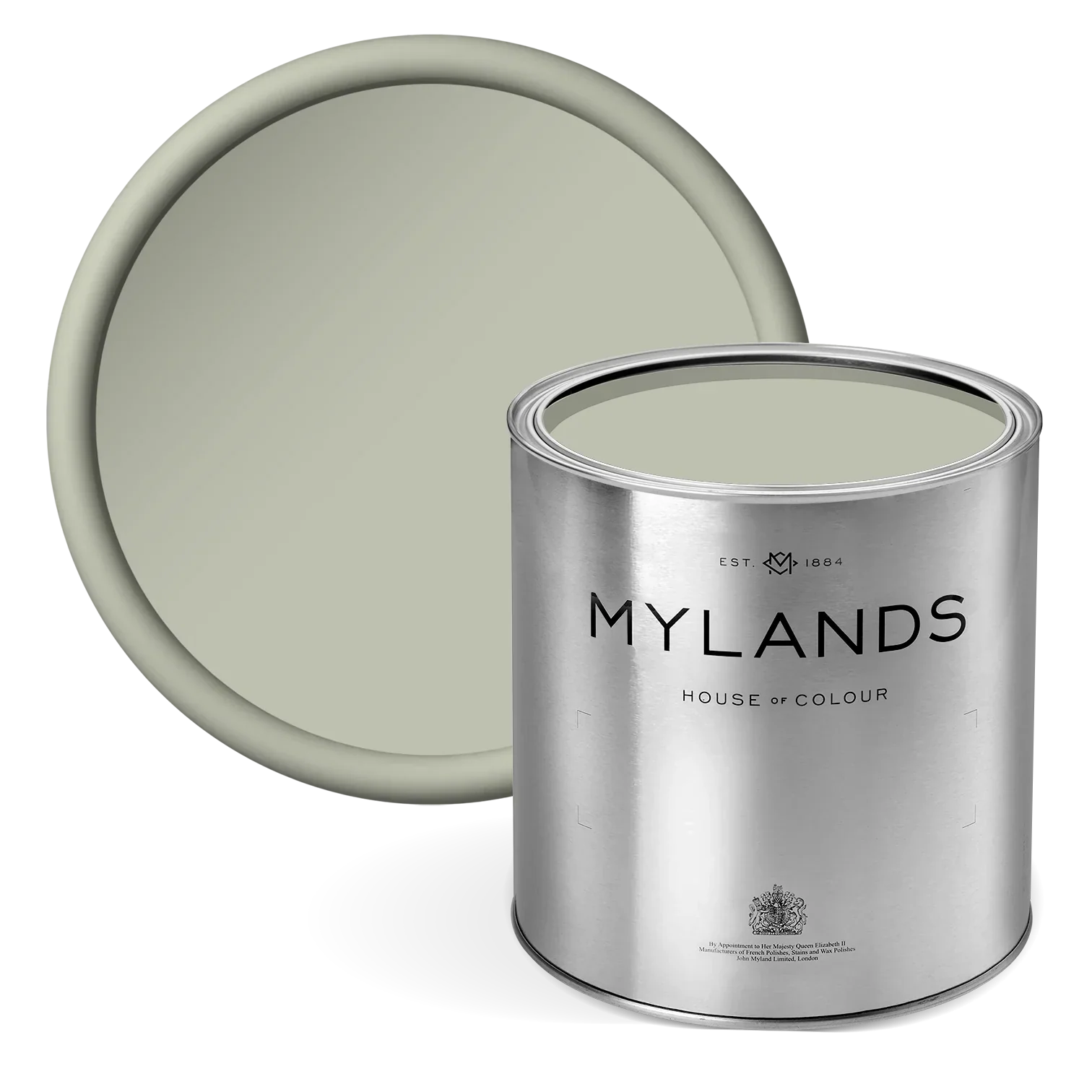 mylands - Beauvais™ No.195 - desaturated olive green paint in tin