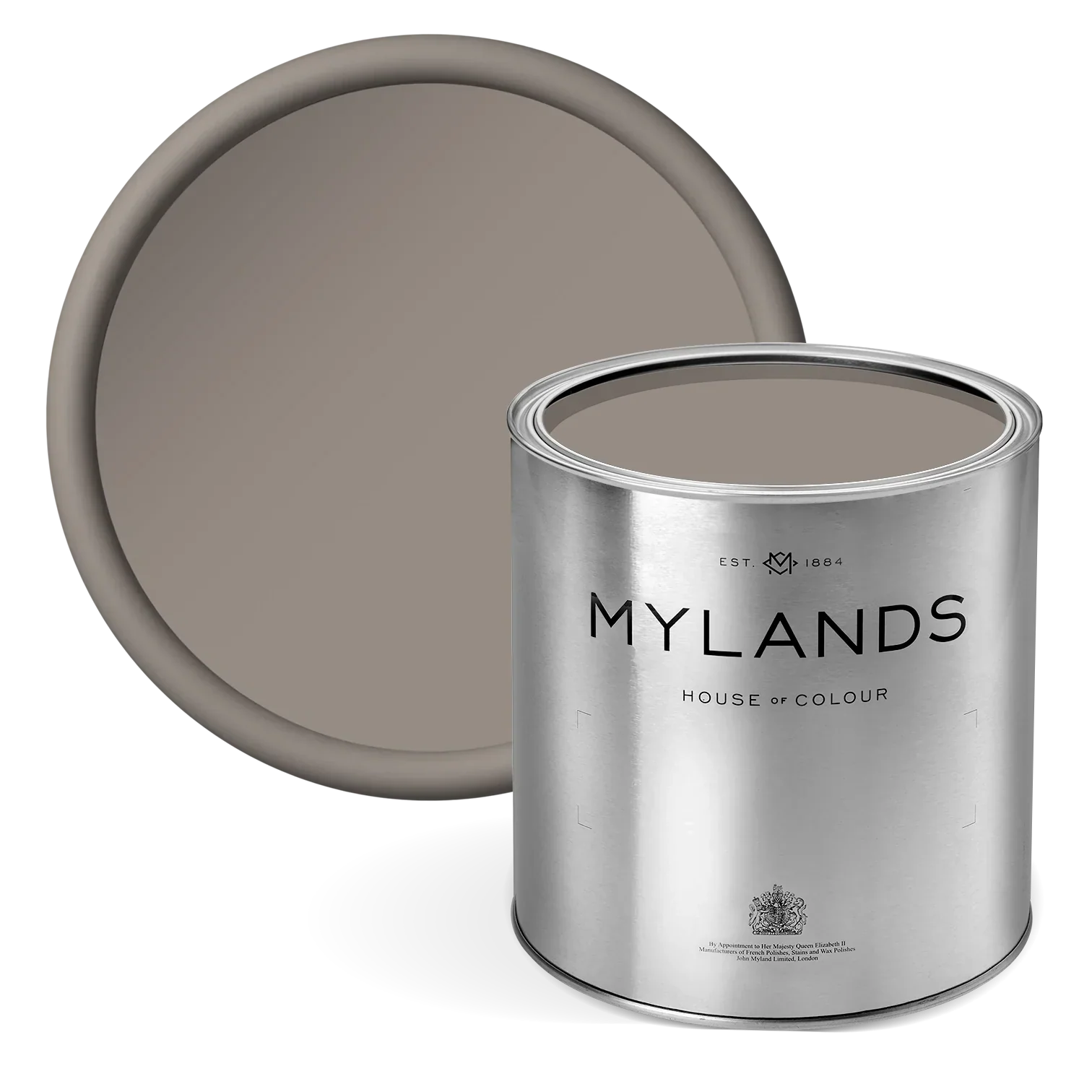 Birdcage Walk™ No.117 - Mylands mocha grey paint in tin