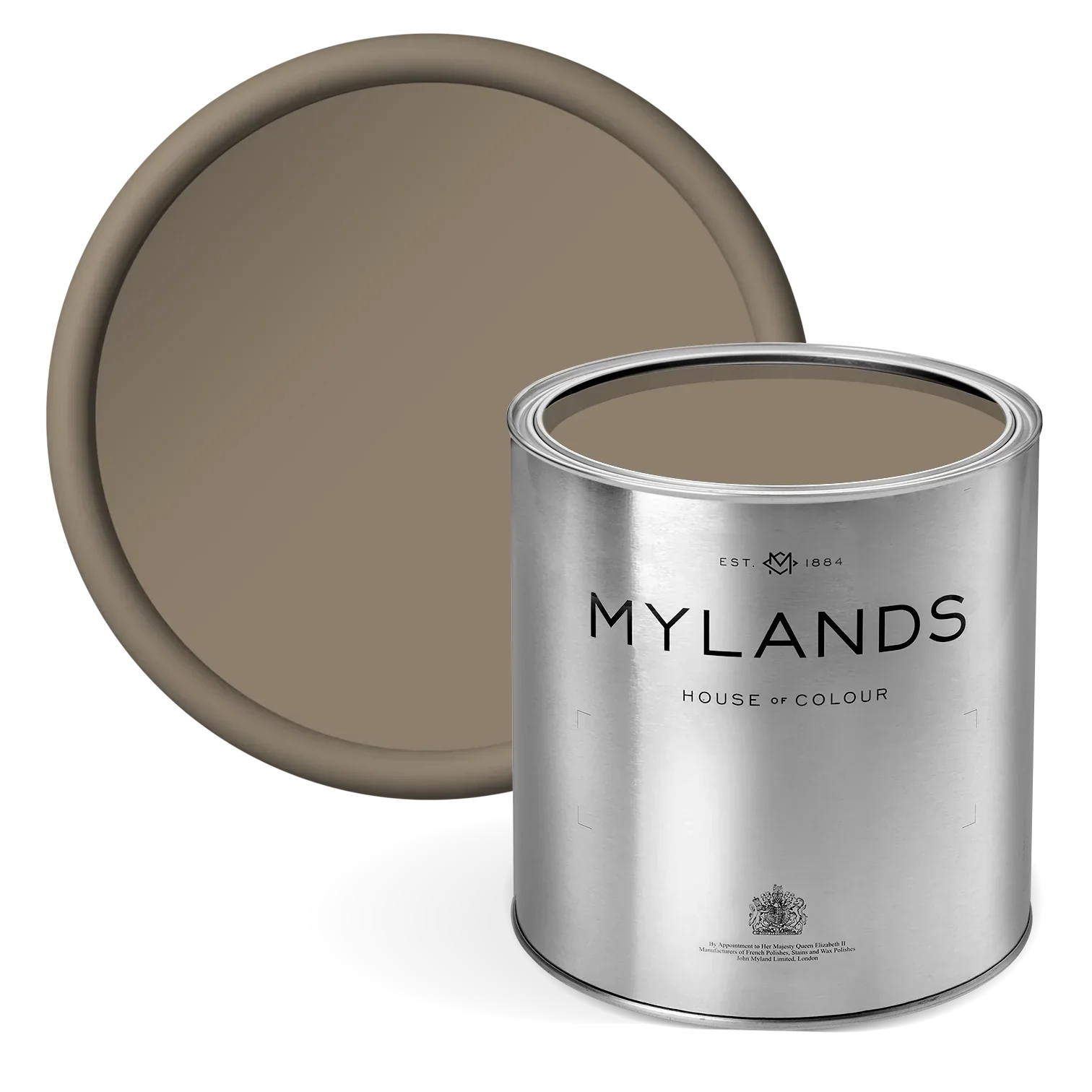 Westmoreland™ No.160 - Mylands paint tin with a swatch of brown paint on a white background