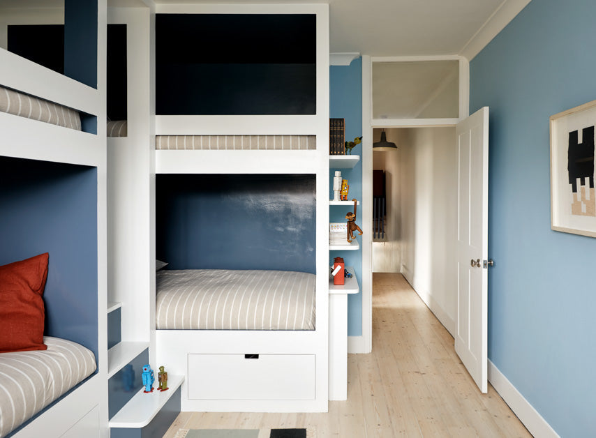 Marine blue bunkbed insides painted with Maritime No.236