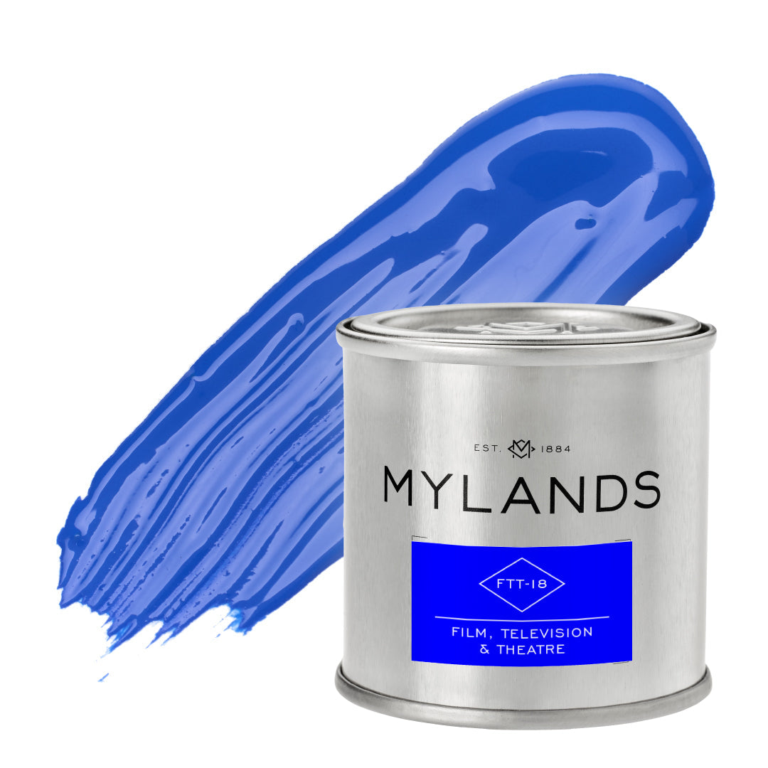 Brushstroke of FTT-018, a royal Blue Paint  with Mylands tin