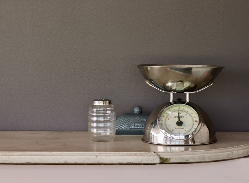 Pastel Pink wall beneath counter, painted with Gentleman's Pink™ No.221