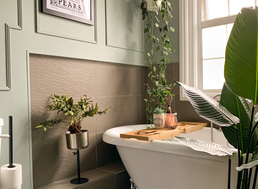 Smoky Green bathroom paneling painted with Museum No.151