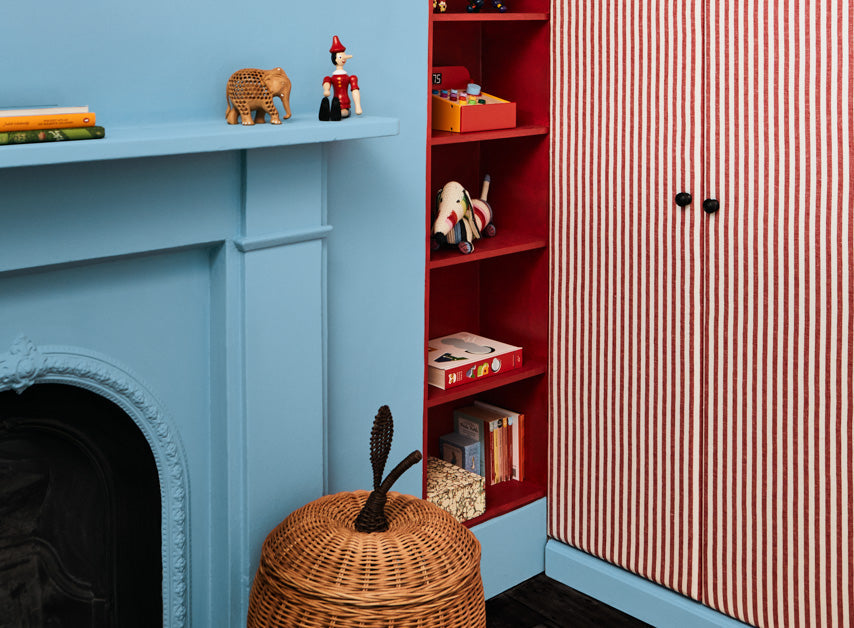 Post Box Red shelves in a children's room painted with Red Post Hill™ No.68